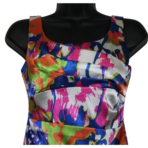 B. Darlin Multicolor Abstract Print Sleeveless Ruched Dress Size 5/6 Polyester - Picture 2 of 4